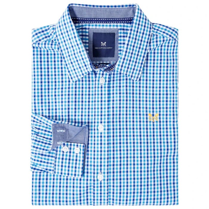 Men's blue gingham dress shirt