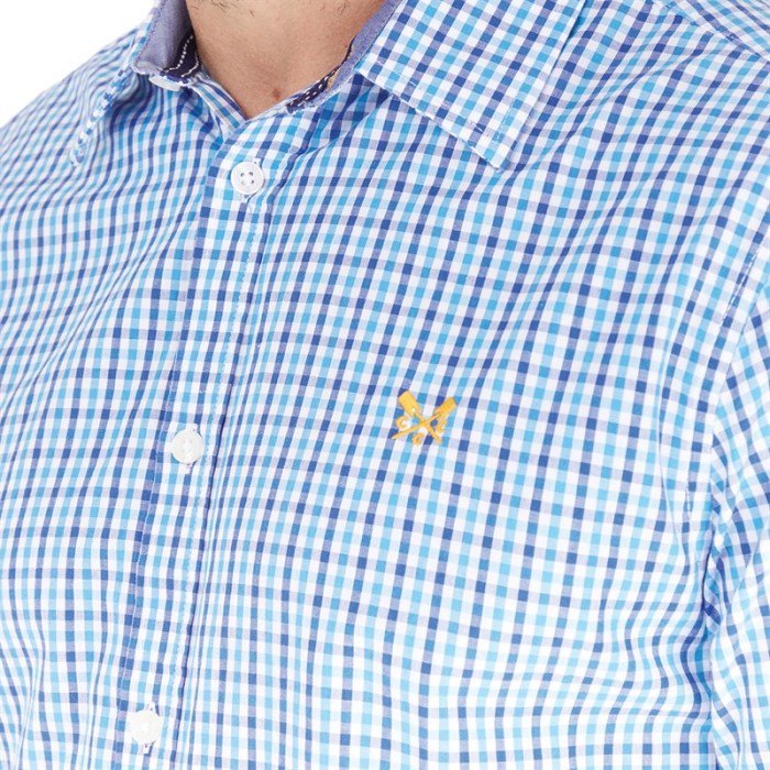 Men's blue gingham dress shirt