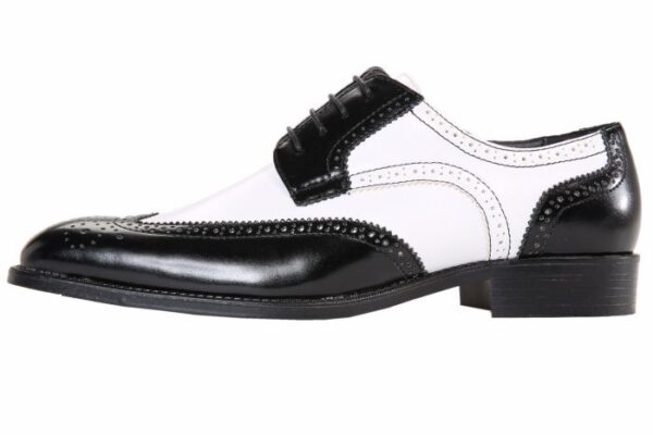 Two tone black white mens dress shoes