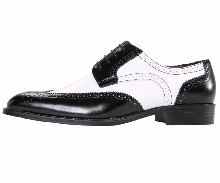 Two tone black white mens dress shoes